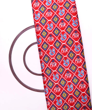 red yellow blue patola print silk fabric